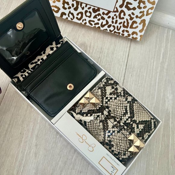 JESSICA SIMPSON Natural Python Flap Credit Card Key & Card Case 2 pc SET - Picture 5 of 10
